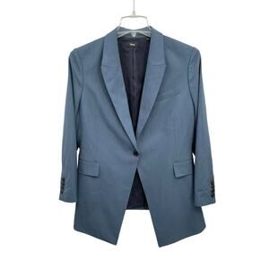Theory Etiennette Blazer in Good Wool Ash Blue Size 16
